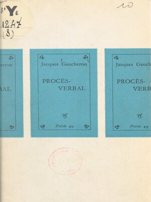cover image of Procès-verbal